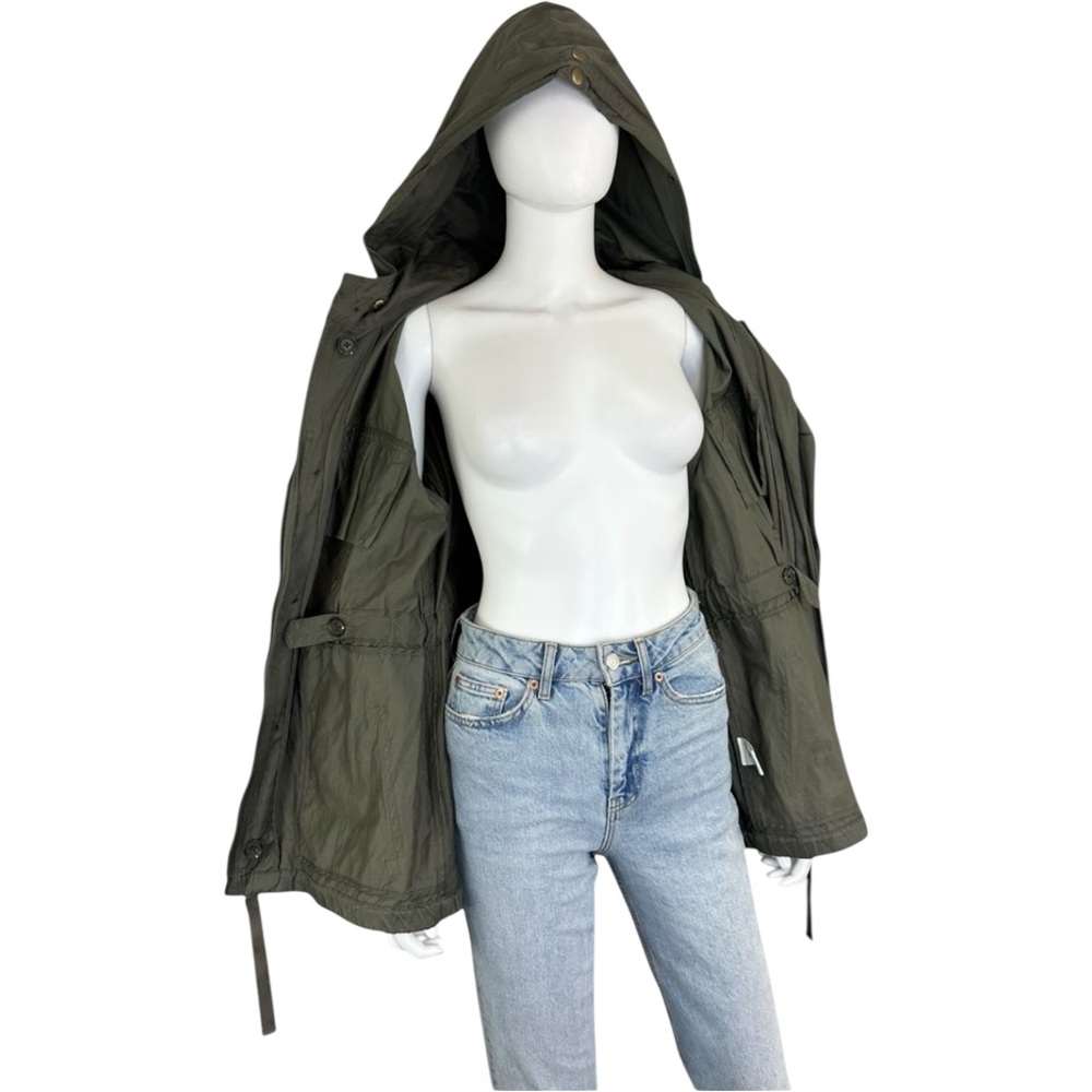 Joie Green Utility Hooded Rain Jacket Size L D0309 - Picture 7 of 14